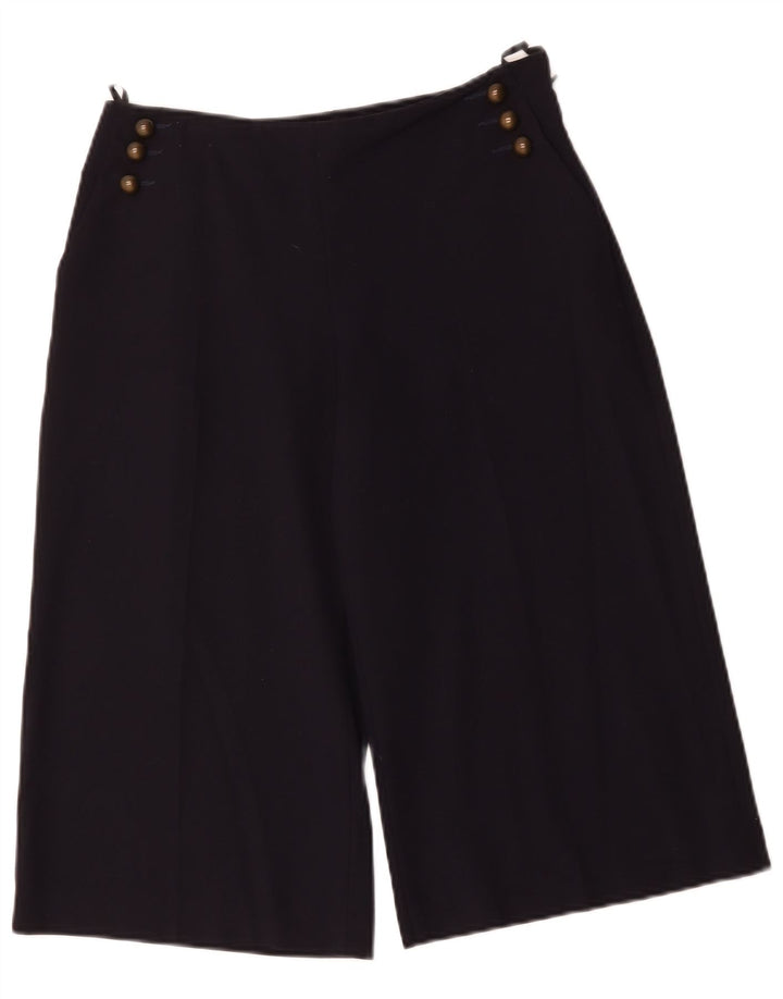 Bermuda feminina Marks & Spencer UK 10 pequena W30 azul marinho poliéster