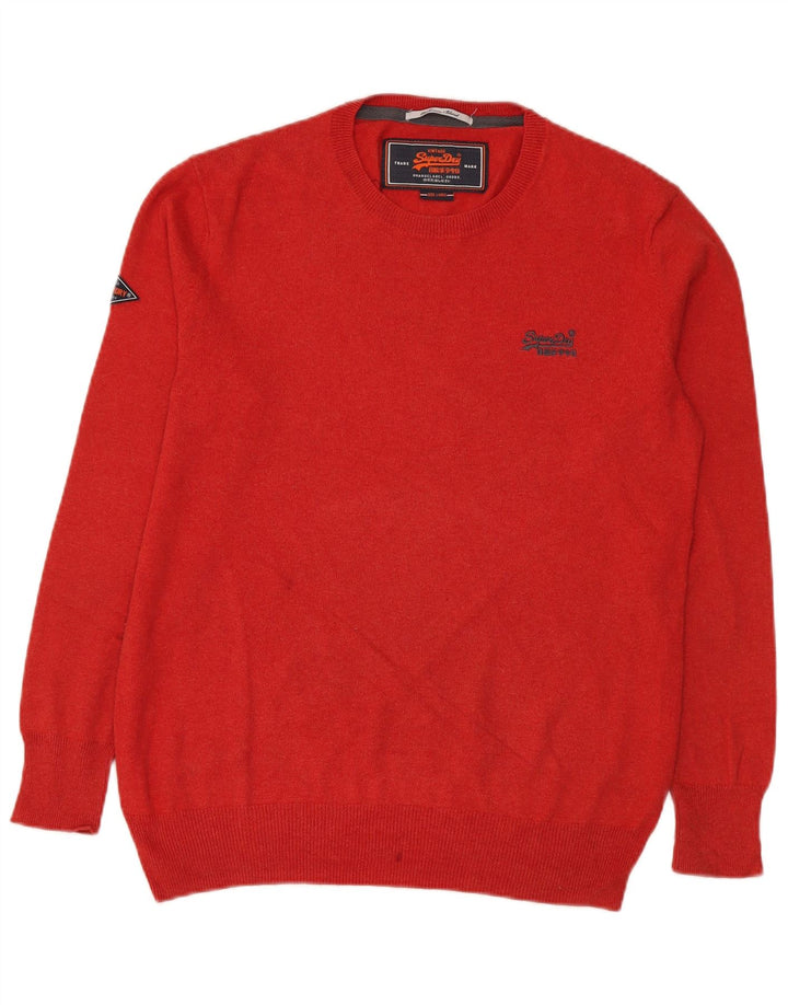 Suéter masculino Superdry com gola redonda, grande algodão vermelho
