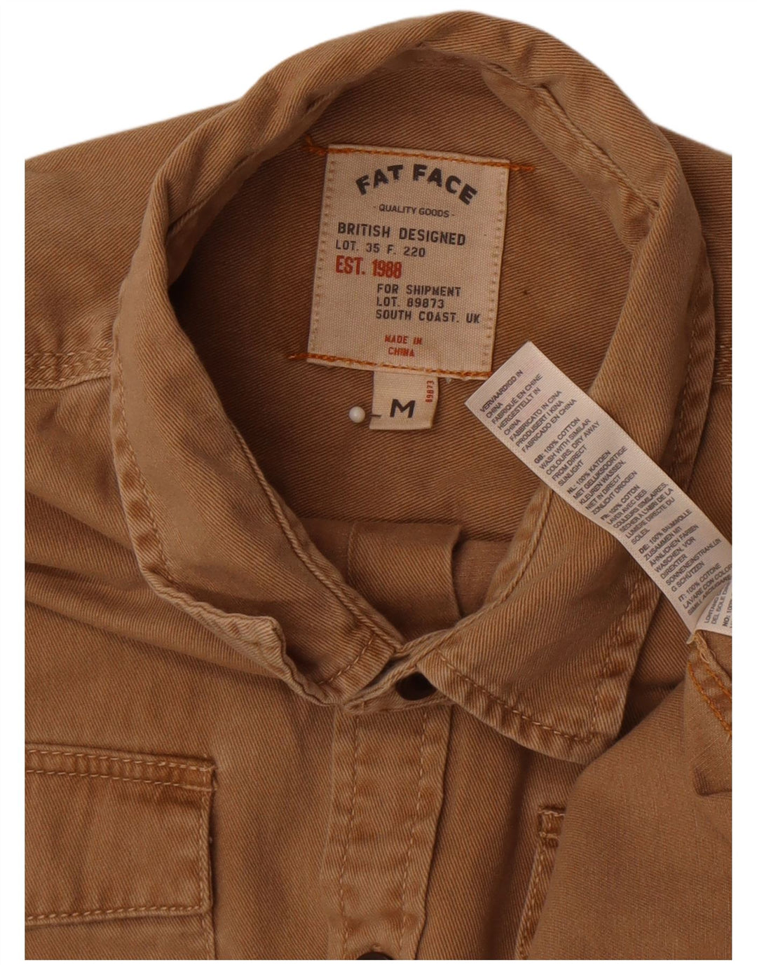 Camisa jeans masculina Fat Face algodão marrom médio