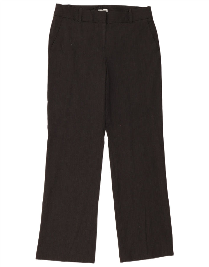 Calça feminina de terno reto JIGSAW UK 12 médio W34 L34 poliéster cinza