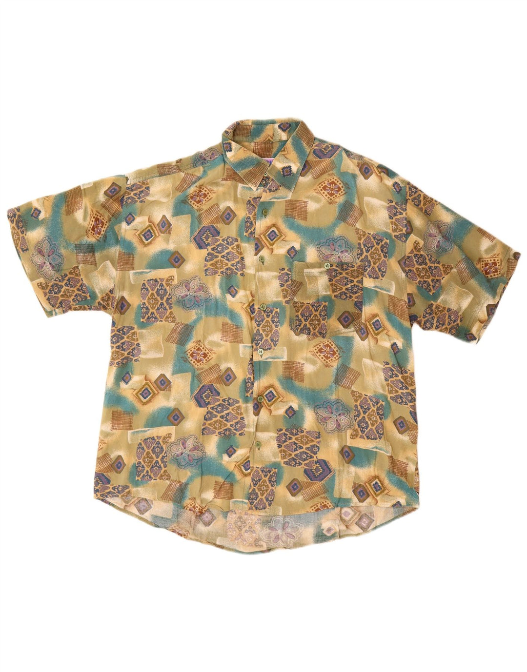 Camisa Básica Masculina Manga Curta XL Multicolorida Geométrica