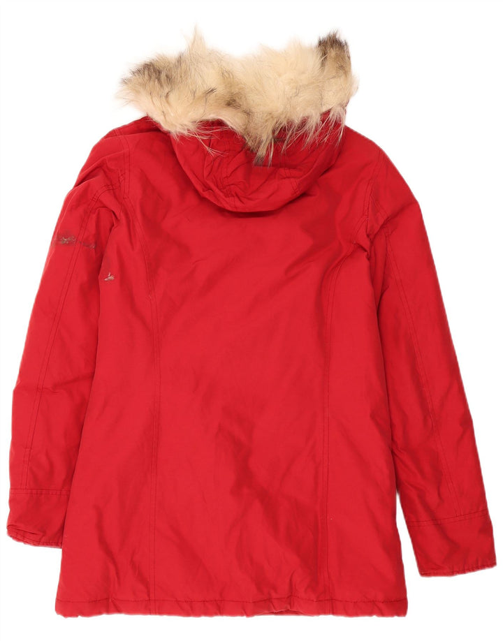 Casaco acolchoado grande com capuz feminino Woolrich Reino Unido 10 pequeno Borgonha