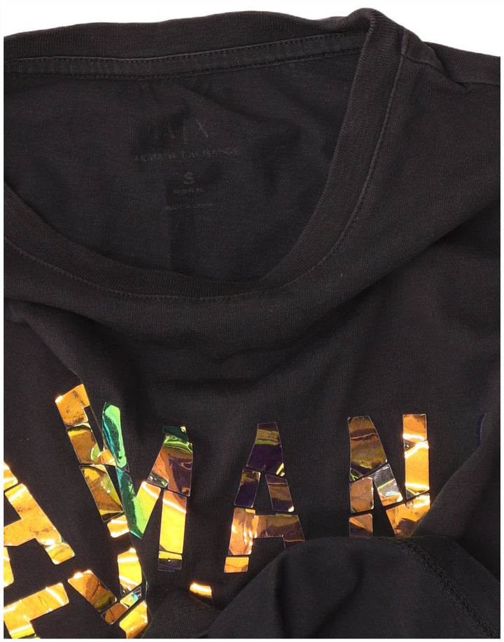 Camiseta gráfica masculina Armani Exchange Top pequeno preto