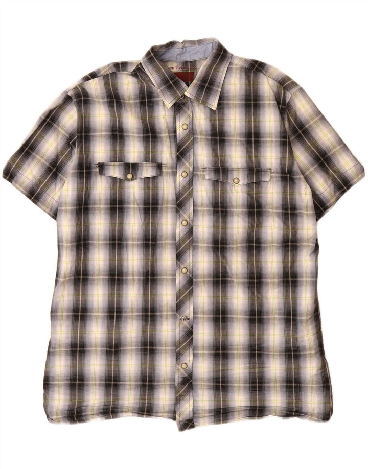 Camisa masculina de manga curta Levi's pequena cinza xadrez algodão