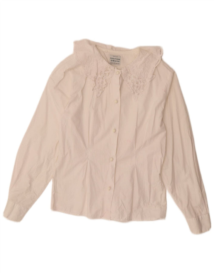Blusa camisa feminina Benetton UK 14 médio branco