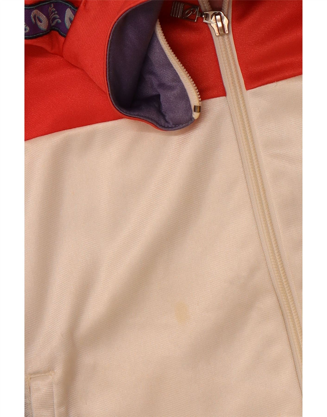 ASICS Mens Graphic Tracksuit Top Jacket IT 48 Medium Off White Colourblock