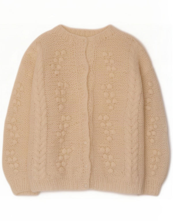Suéter cardigã feminino vintage UK 14 Médio Off White Novidade