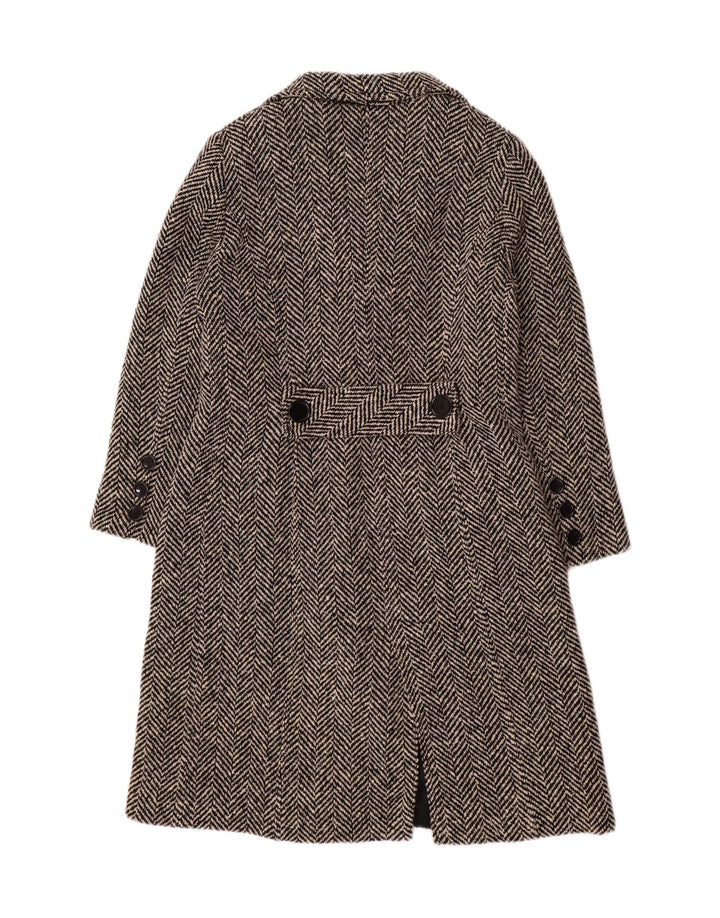 Sobretudo feminino oversized MIRELLA MORI Reino Unido 18 XL lã espinha de peixe preta