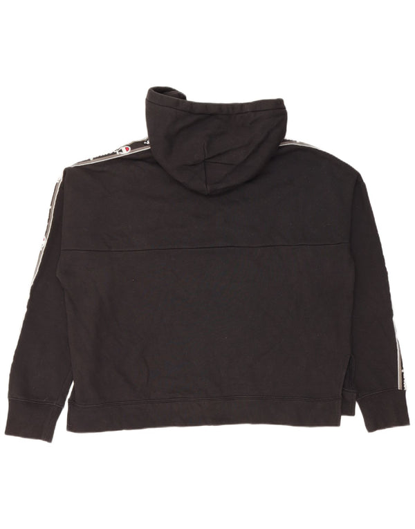 Jumper feminino com capuz gráfico grande Champion UK 14 algodão preto médio