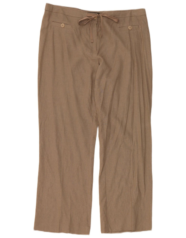 Calça feminina reta casual Marks & Spencer UK 16 grande W36 L29 bege