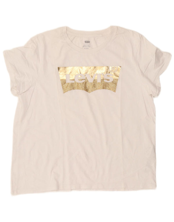 Camiseta feminina gráfica Levi's UK 18 XL algodão branco