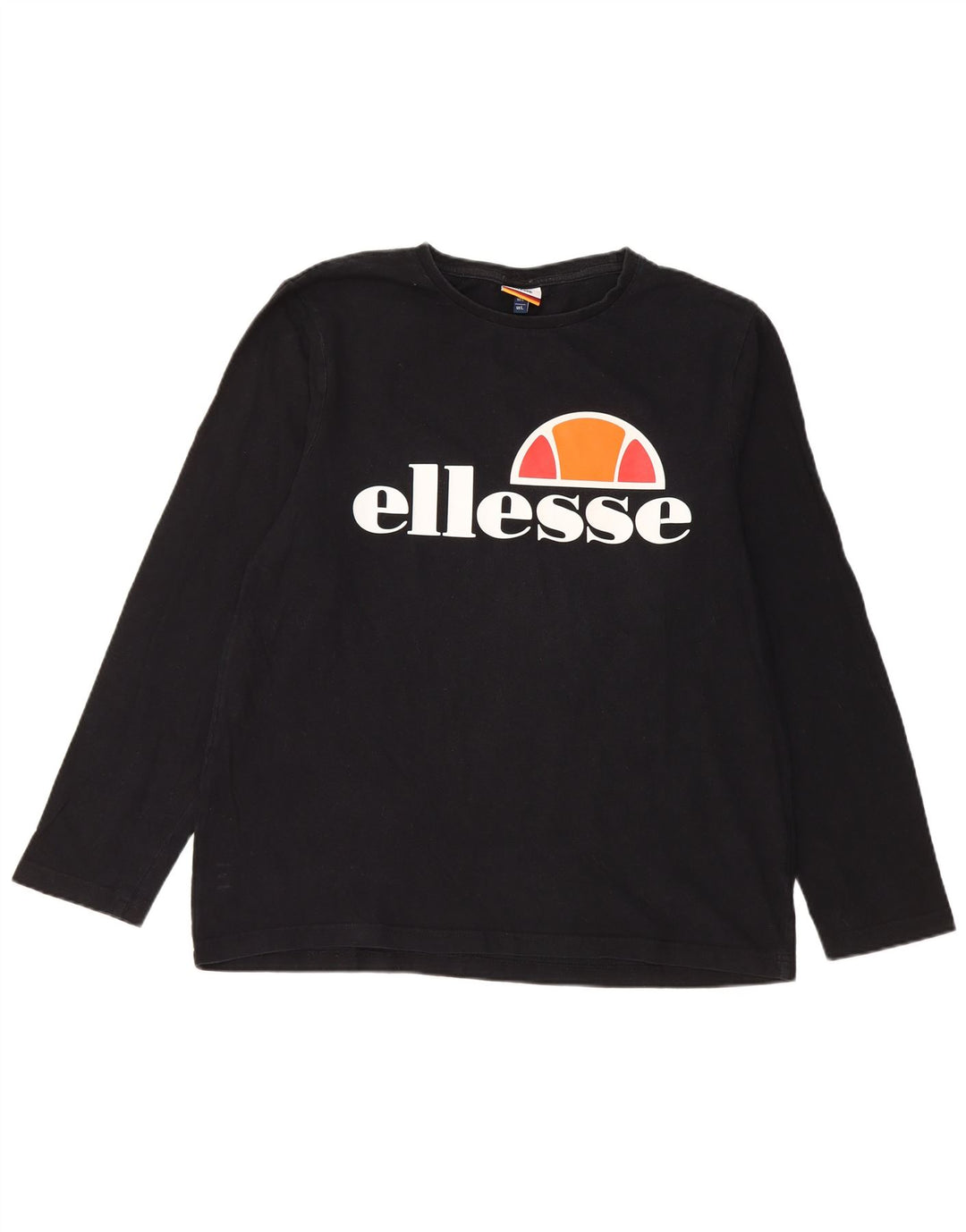 Ellesse Top gráfico masculino manga comprida grande algodão preto