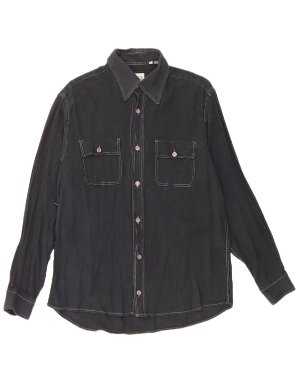 Camisa masculina Gianfranco Ferre azul marinho médio