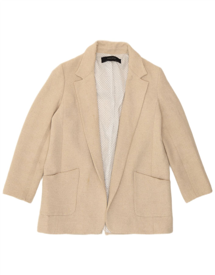 Jaqueta Zara Womens Open Blazer UK 16 Grande Off White