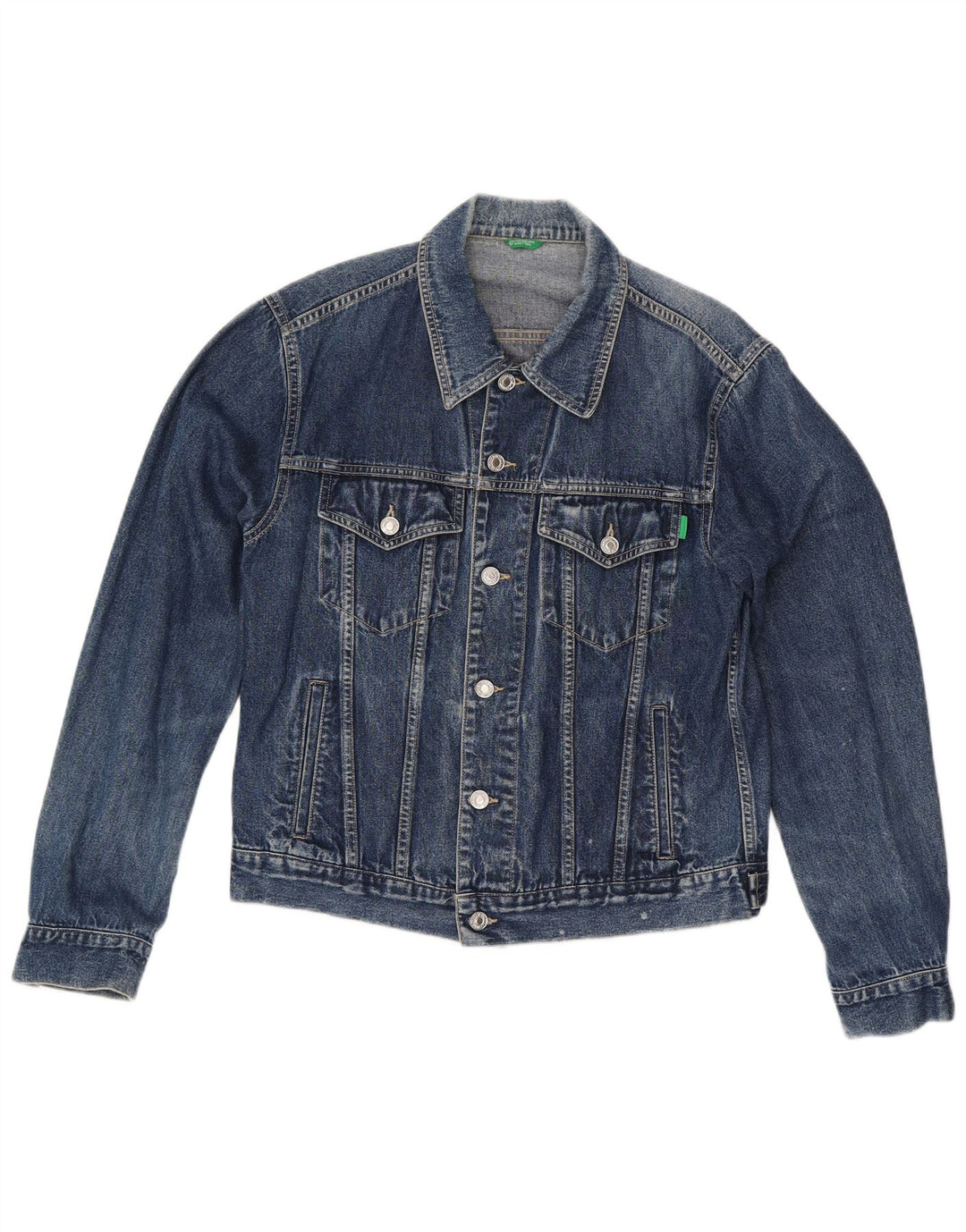 BENETTON Womens Denim Jacket UK 14 Medium Blue Cotton