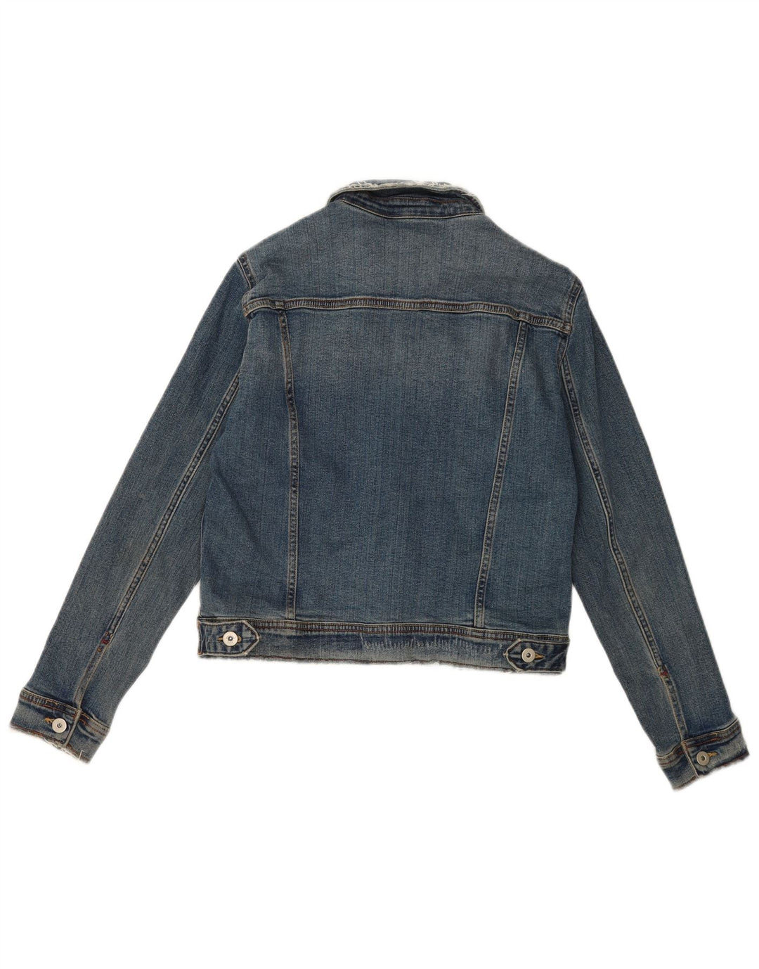 Jaqueta jeans feminina Zara UK 16 grande algodão azul