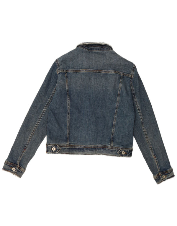 Jaqueta jeans feminina Zara UK 16 grande algodão azul