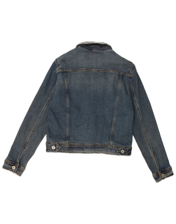 Jaqueta jeans feminina Zara UK 16 grande algodão azul