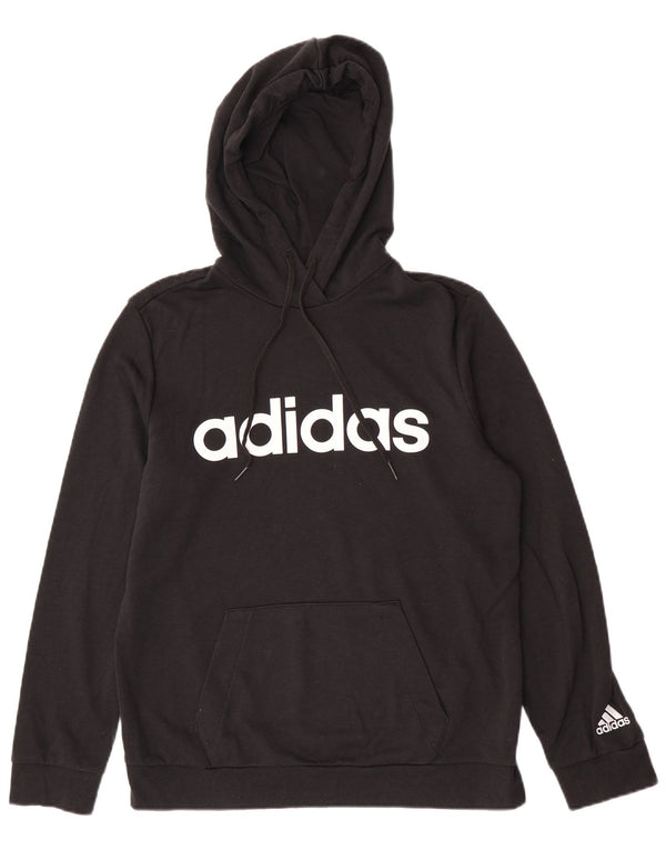 Jumper com capuz gráfico feminino Adidas UK 16/18 grande algodão preto