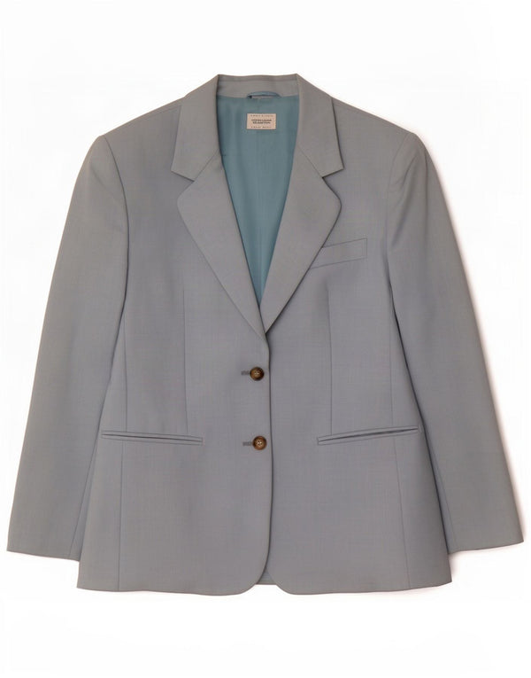 Jaqueta blazer feminina de 2 botões Benetton IT 42 lã azul médio