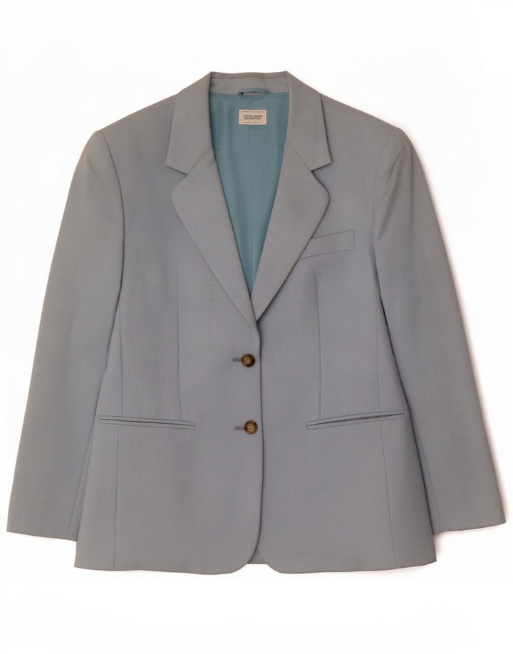 Jaqueta blazer feminina de 2 botões Benetton IT 42 lã azul médio