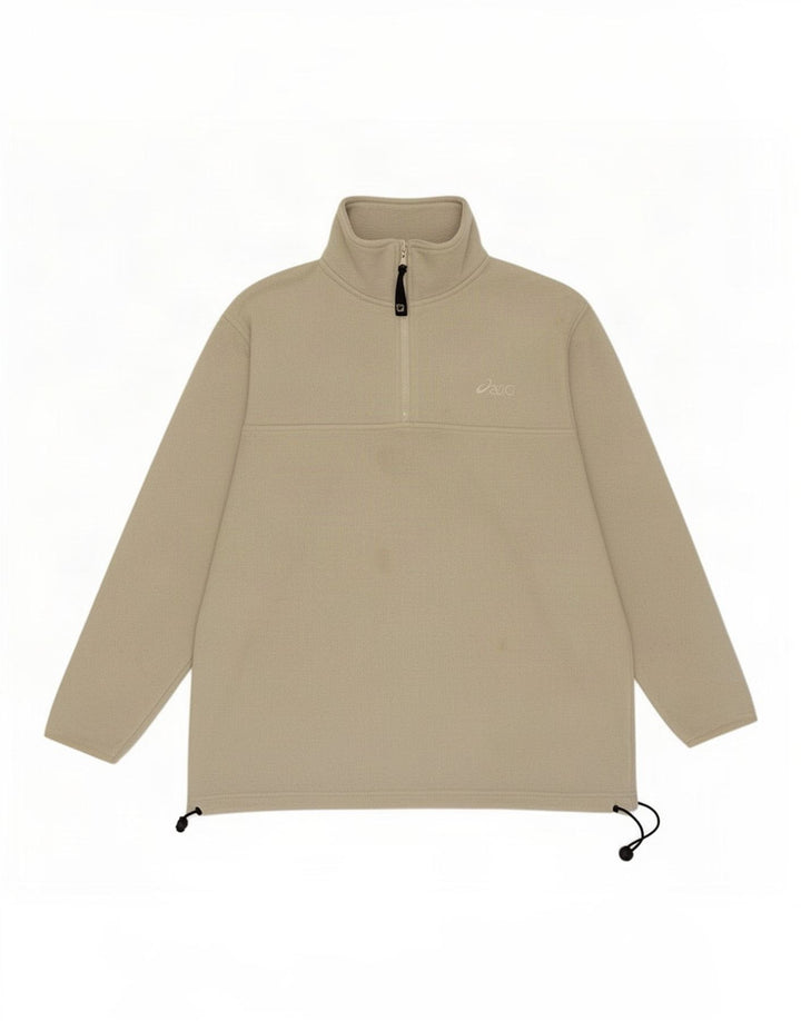 Asics Mens Zip Neck Fleece Jumper Grande Bege Poliéster
