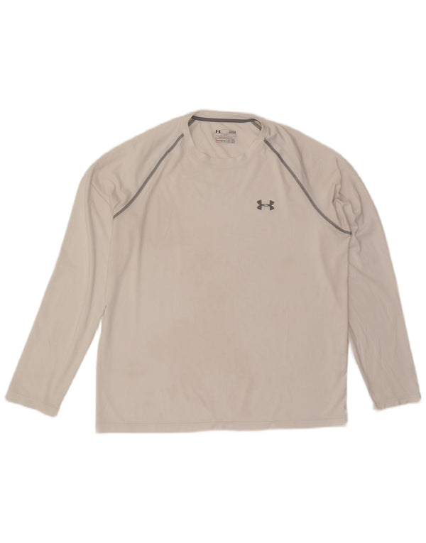 Under Armour Mens Heat Gear Top Manga Longa Grande Poliéster Branco