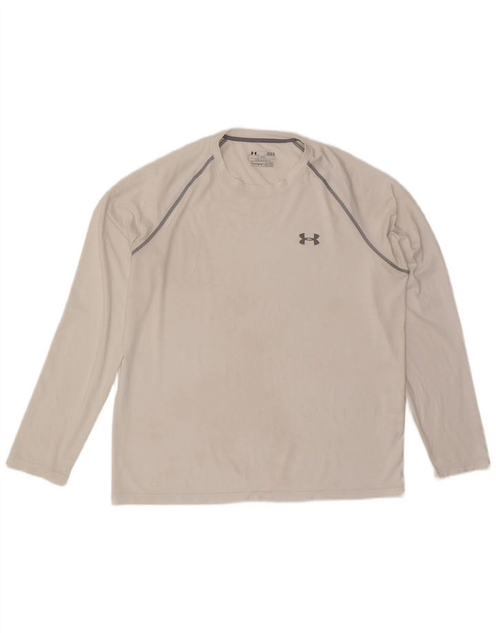 Under Armour Mens Heat Gear Top Manga Longa Grande Poliéster Branco