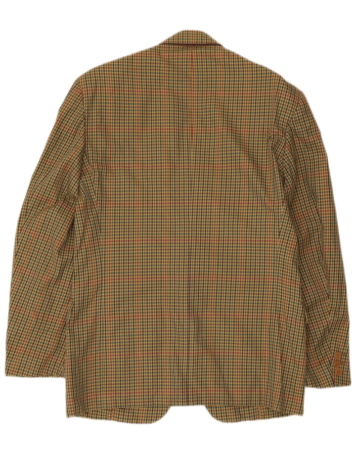 Jaqueta Blazer Monza Masculina com 2 Botões IT 48 Algodão Gingham Cáqui Médio