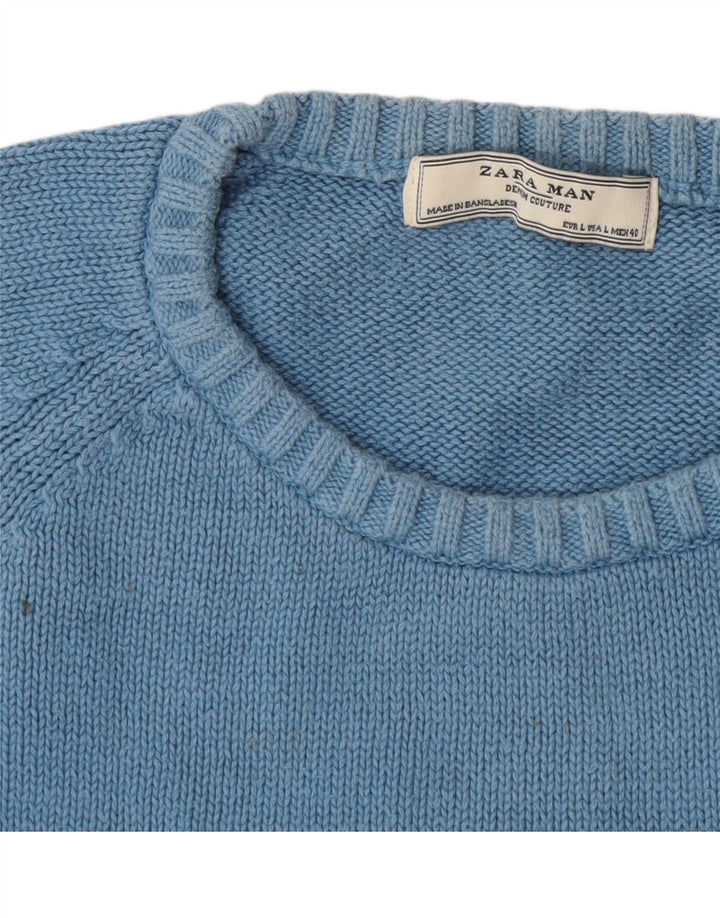 Zara Suéter masculino com gola redonda, grande listrado multicolorido