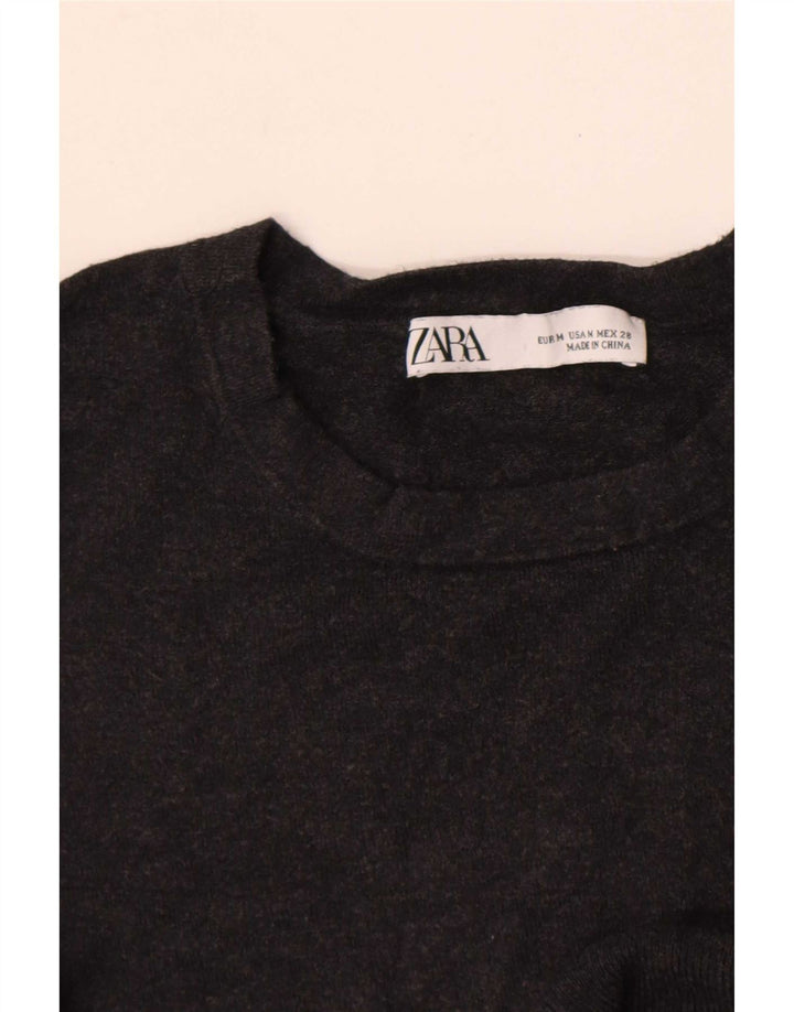 Blusa feminina de manga curta Zara Top UK 12 cinza médio
