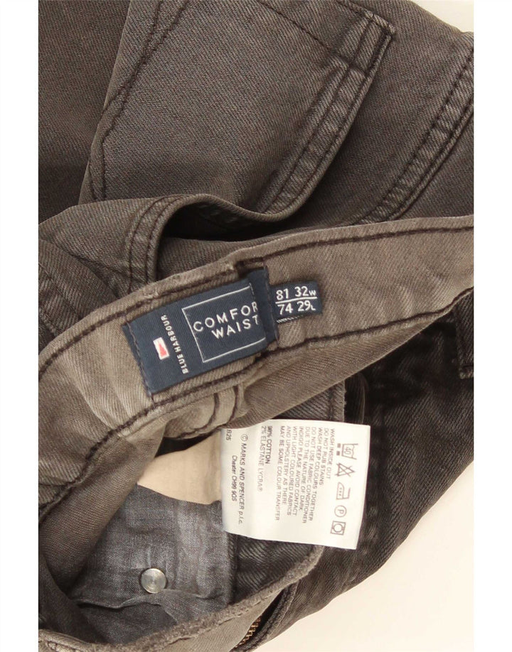 Calça jeans reta masculina Marks & Spencer Blue Harbor W32 L29 algodão cinza