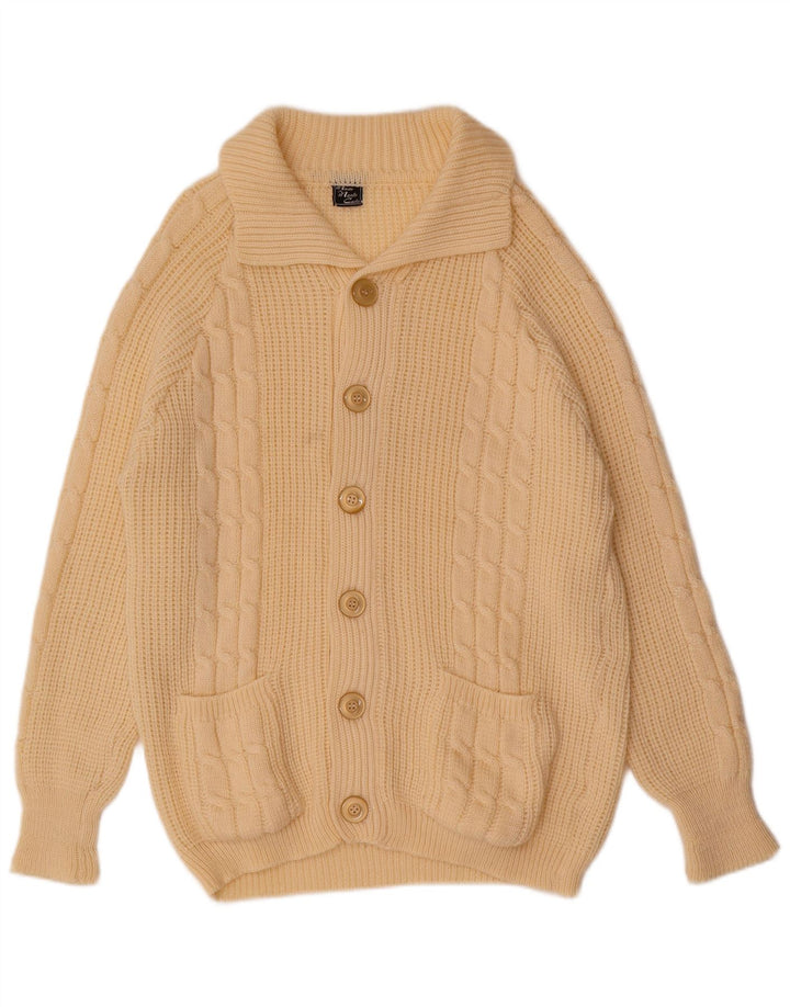 Suéter cardigã masculino vintage grande branco