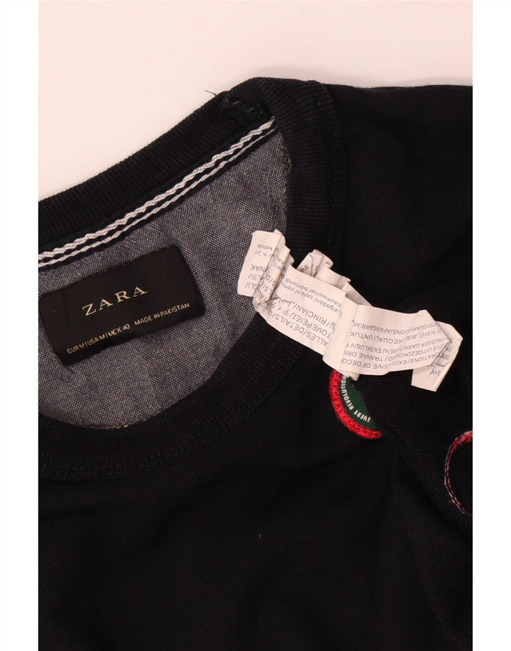 Zara moletom masculino jumper médio algodão geométrico preto
