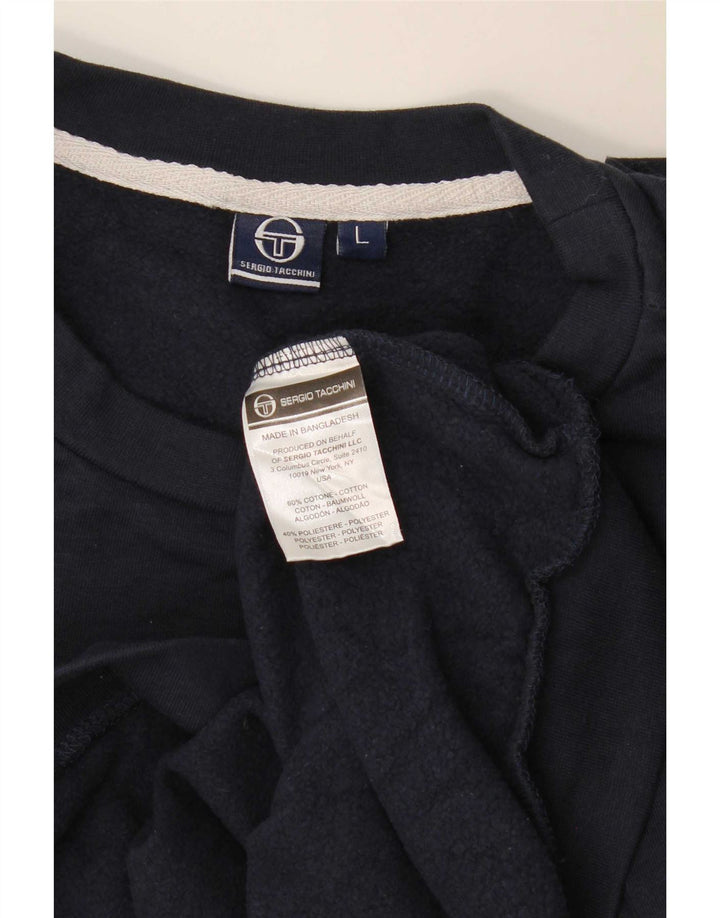 Sergio Tacchini moletom masculino jumper grande algodão azul marinho