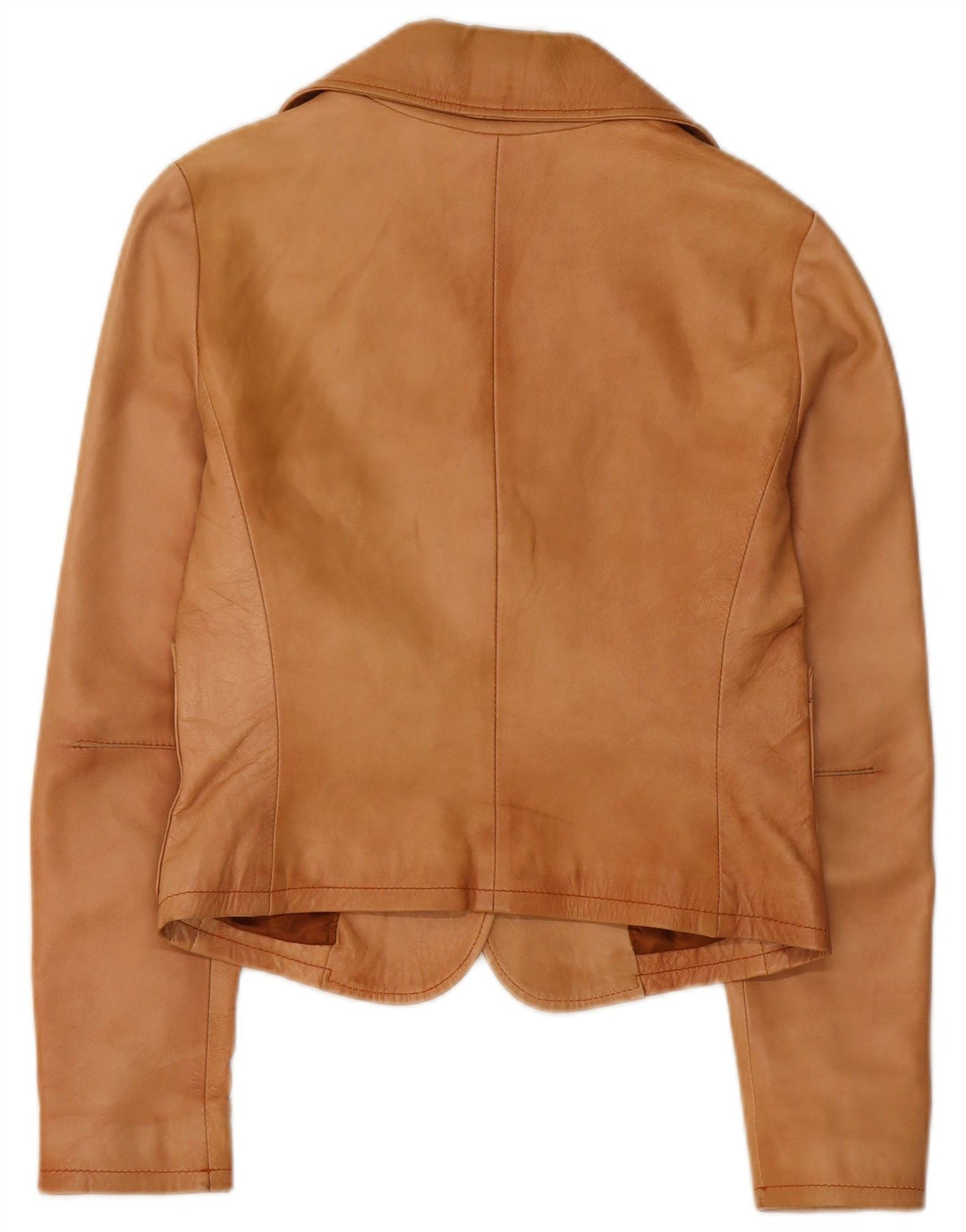 Jaqueta Blazer Society Feminina Crop 2 Botões Reino Unido 12 Couro Marrom Médio