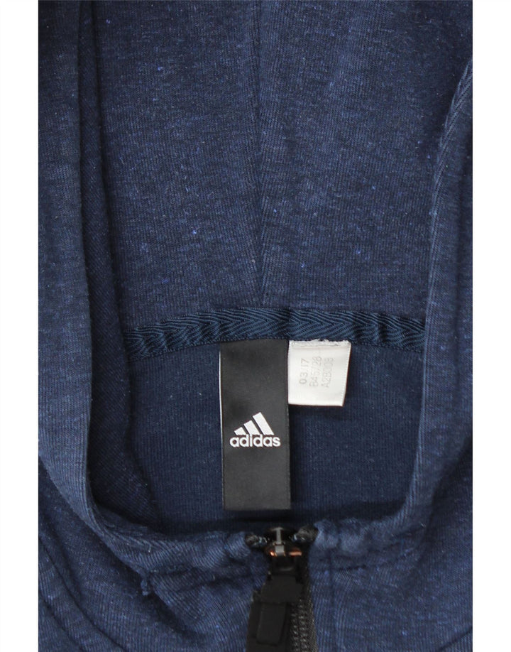 Adidas masculino zip moletom com capuz pequeno azul marinho manchado