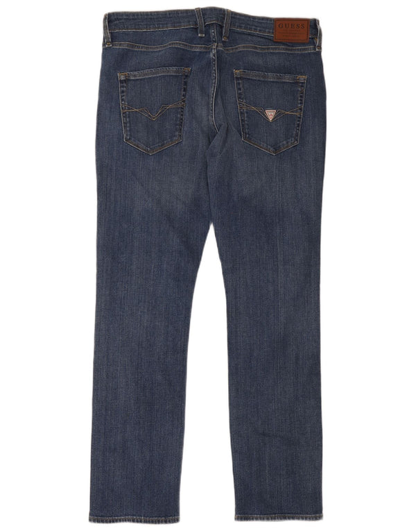Guess Mens Vermont Slim Straight Jeans W34 L31 Azul Algodão