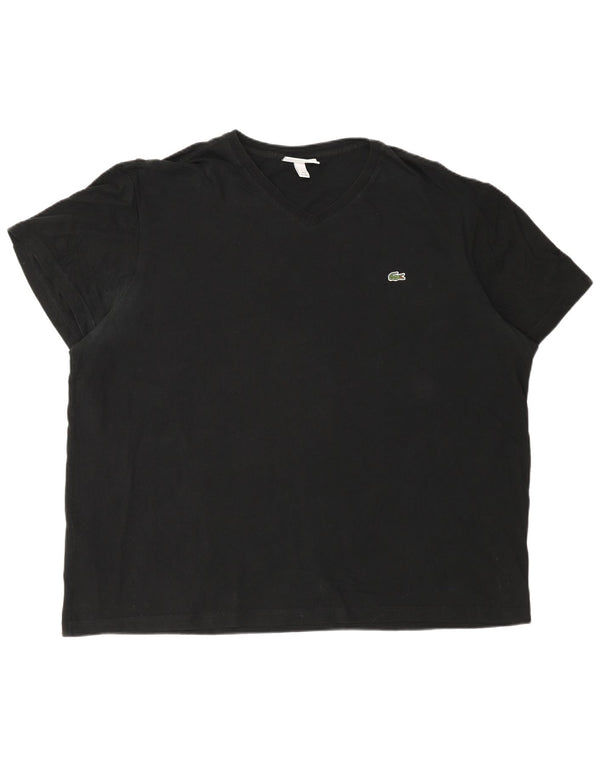 Camiseta masculina Lacoste tamanho superior 8 3XL algodão preto
