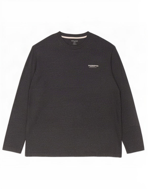 Jack & Jones Top masculino de manga comprida 2XL algodão cinza