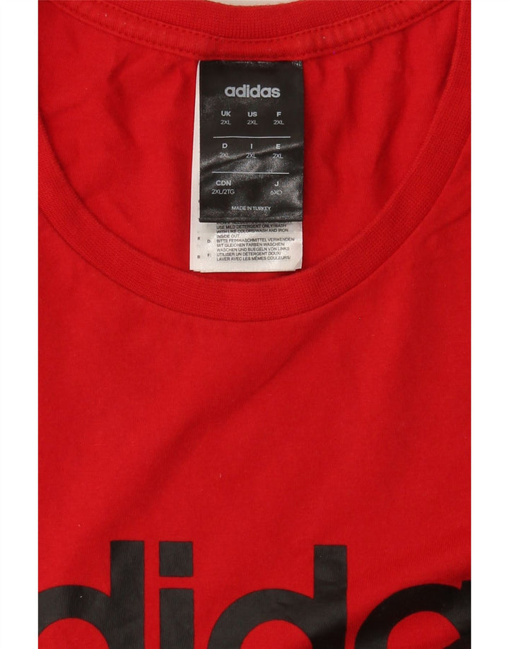 Adidas Mens Graphic T-Shirt Top 2XL Algodão Vermelho