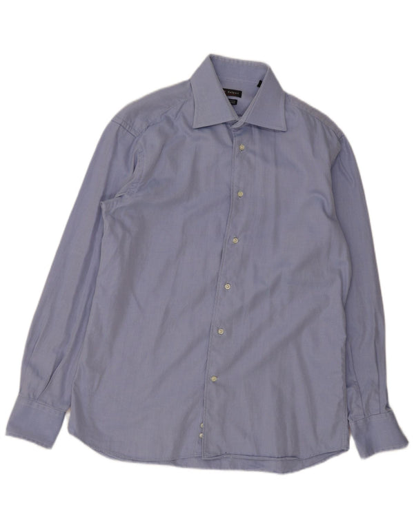 Camisa masculina vintage tamanho 41 16 grande algodão listrado azul