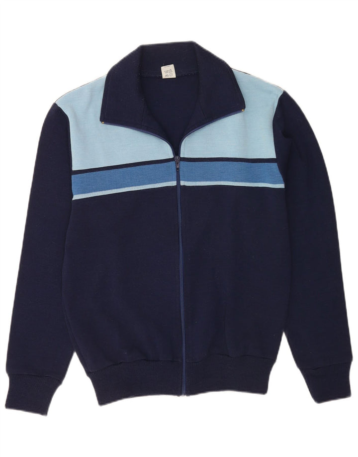 Jaqueta superior de agasalho masculino vintage IT 48 bloco colorido azul marinho médio