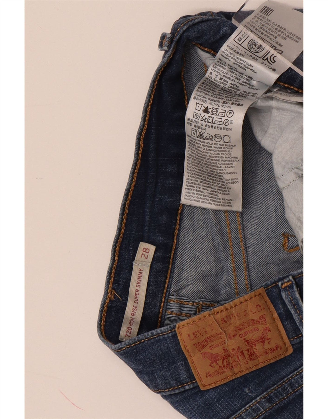 Shorts jeans feminino LEVI'S 720 de cintura alta W28 algodão azul médio