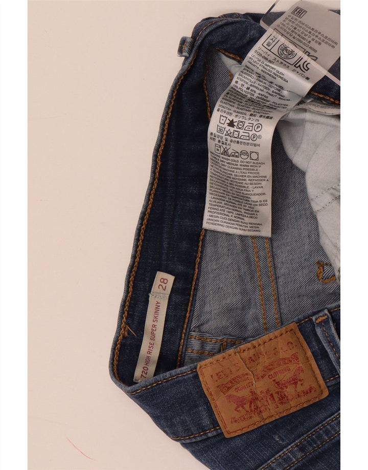 Shorts jeans feminino LEVI'S 720 de cintura alta W28 algodão azul médio