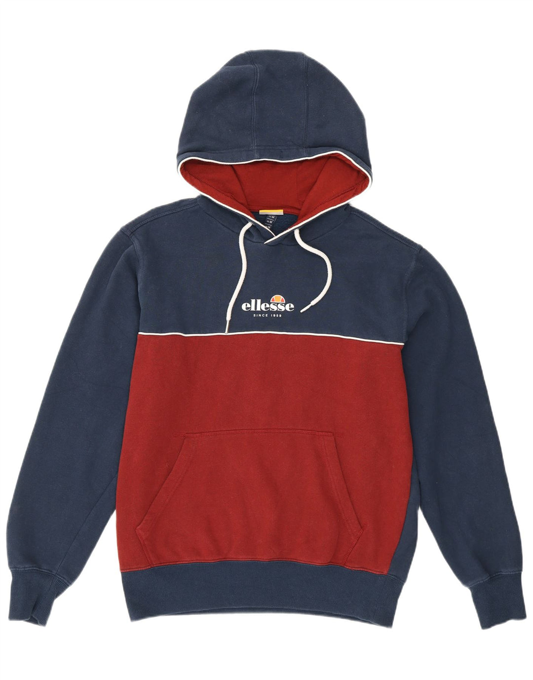 Ellesse moletom com capuz masculino médio azul marinho algodão colorblock