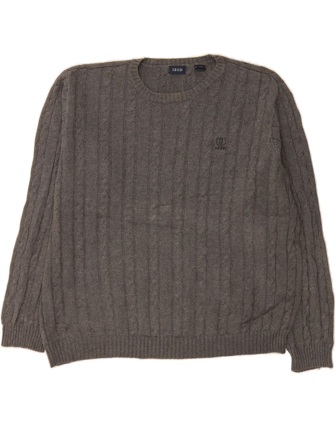 IZOD Mens Loose Fit Crew Neck Jumper Sweater Large Grey Cotton Vintage Izod and Second-Hand Izod from Messina Hembry 