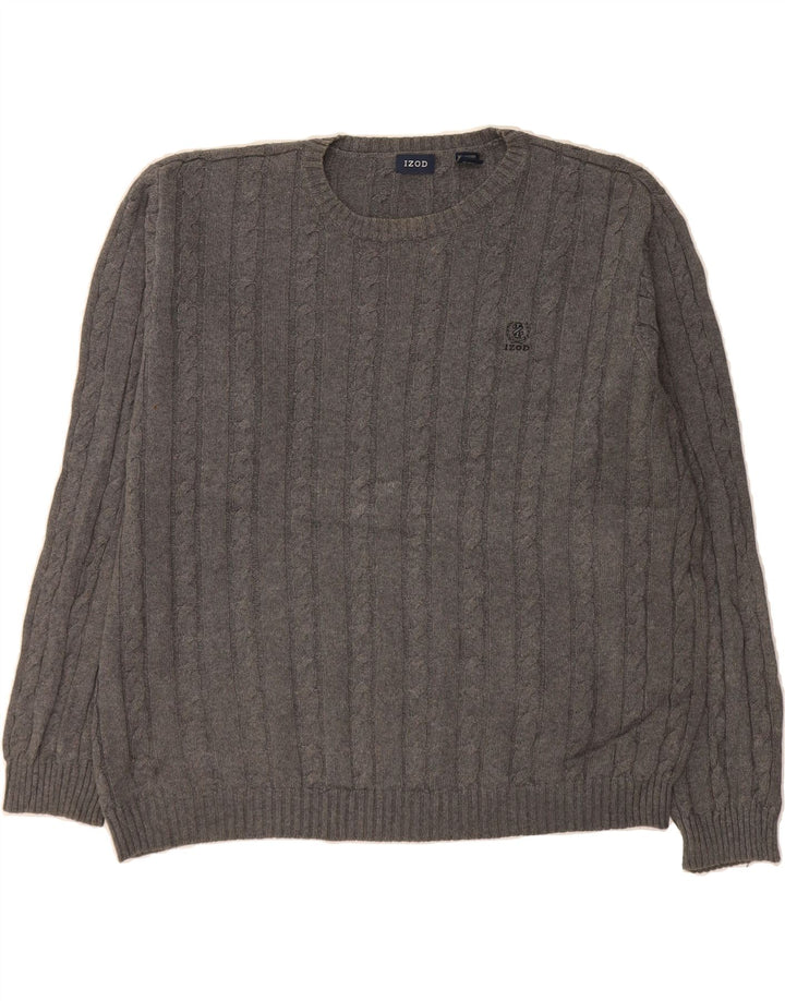 IZOD Mens Loose Fit Crew Neck Jumper Sweater Large Grey Cotton Vintage Izod and Second-Hand Izod from Messina Hembry 