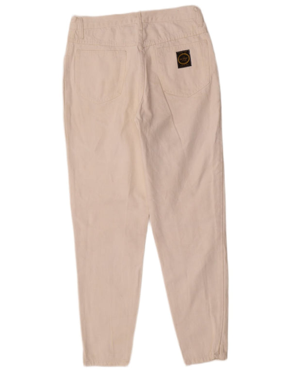 Calças casuais cônicas masculinas vintage W32 L29 algodão branco