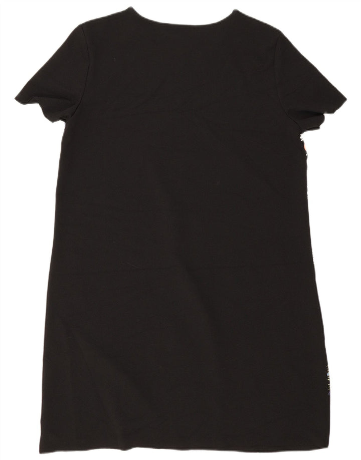 Vestido feminino Zara com padrão abstrato em mudança Reino Unido 14 médio preto